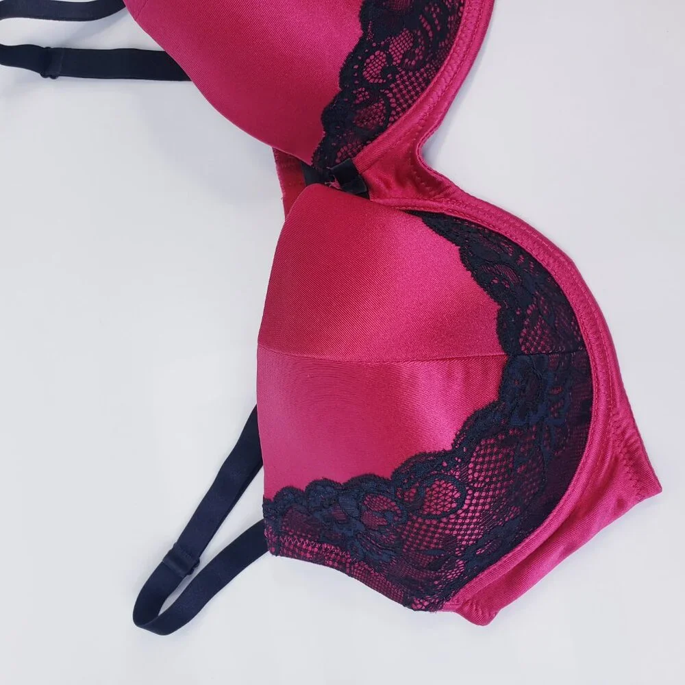 Fredericks of Hollywood Bra ~ Size 40DD Wine Red & Black Lace Padded Wire Bra - Picture 6 of 7